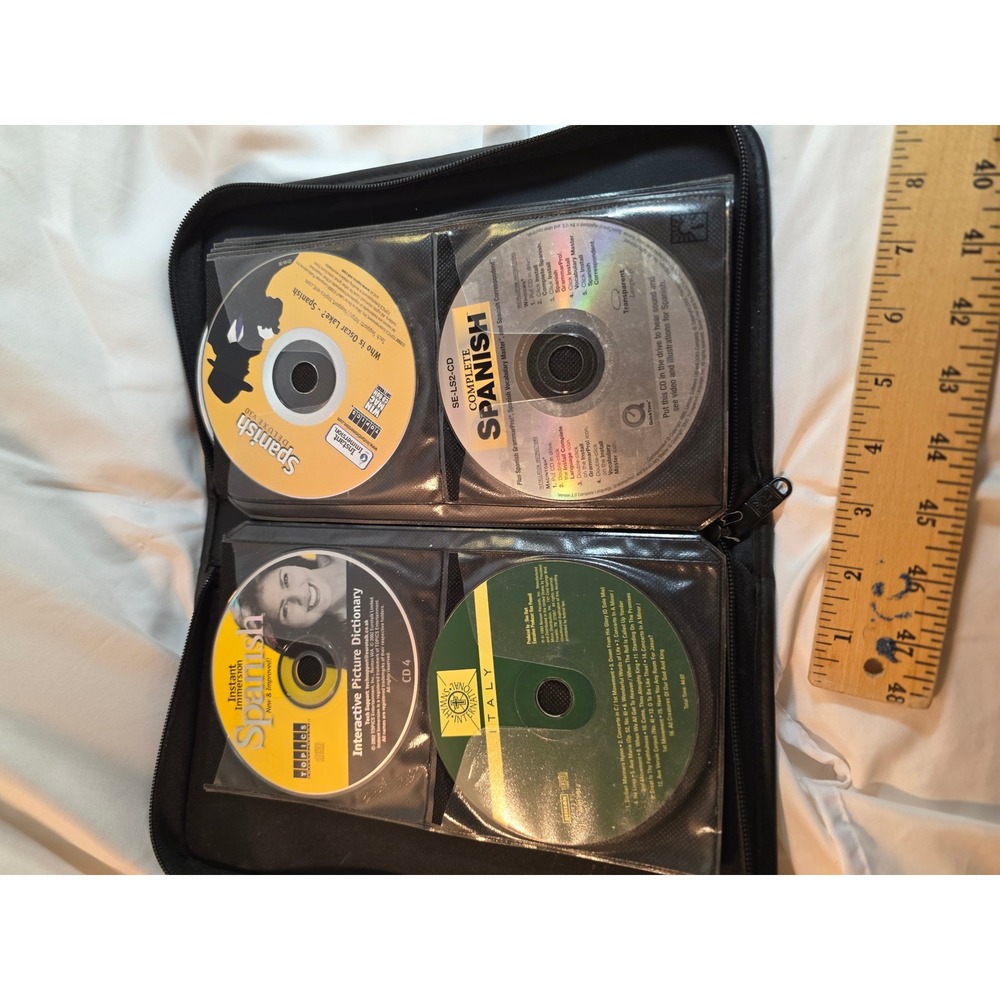 34 Language Learning CD Lot Spanish French Italian Pimsleur Case Logic Binder